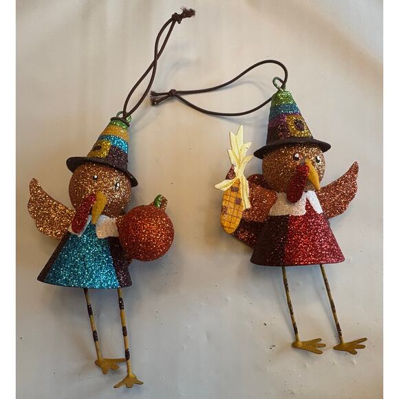 Pier One Glitter Pumpkin Ornament Tree Fall Thanksgiving Centerpiece 12”T - Picture 2 of 8